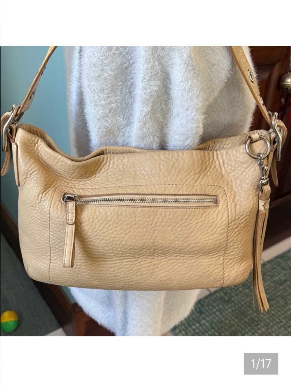Coach  vintage Mini bag  Shoulder Bag  Hobo bag  pebbled leather beige tan